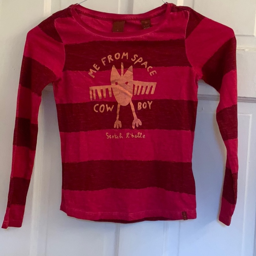 NWT Scotch R’Belle girls red stripes top in size 8